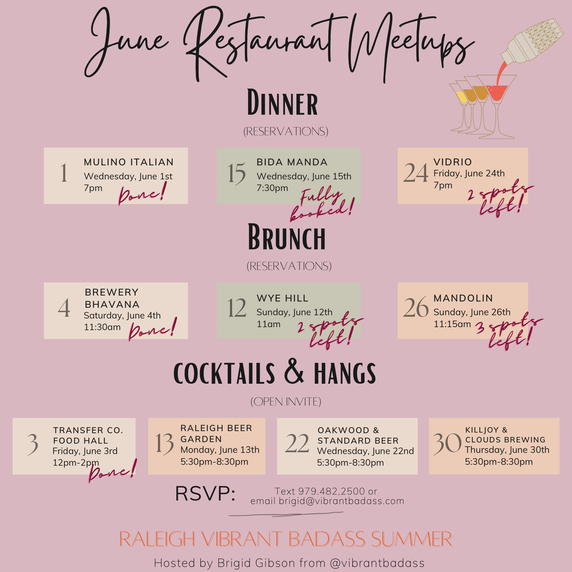 June Restaurant Meetups